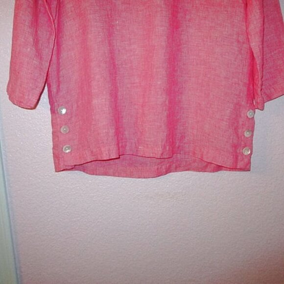 NWT Tahari LINEN Shirt Size S BLOUSE Tunic Top 3/4 SLEEVES V-Neck LIGHTWEIGHT - Picture 4 of 12